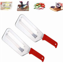 Multifunctional Stainless Steel Vegetable Cutter – Dual Blade Slicer & Shredder for Cabbage, Potatoes, Julienne (Red, 1PC)