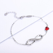 925 sterling silver heart-shaped crystal infinity 8-shaped bracelet for women as a gift for girlfriend