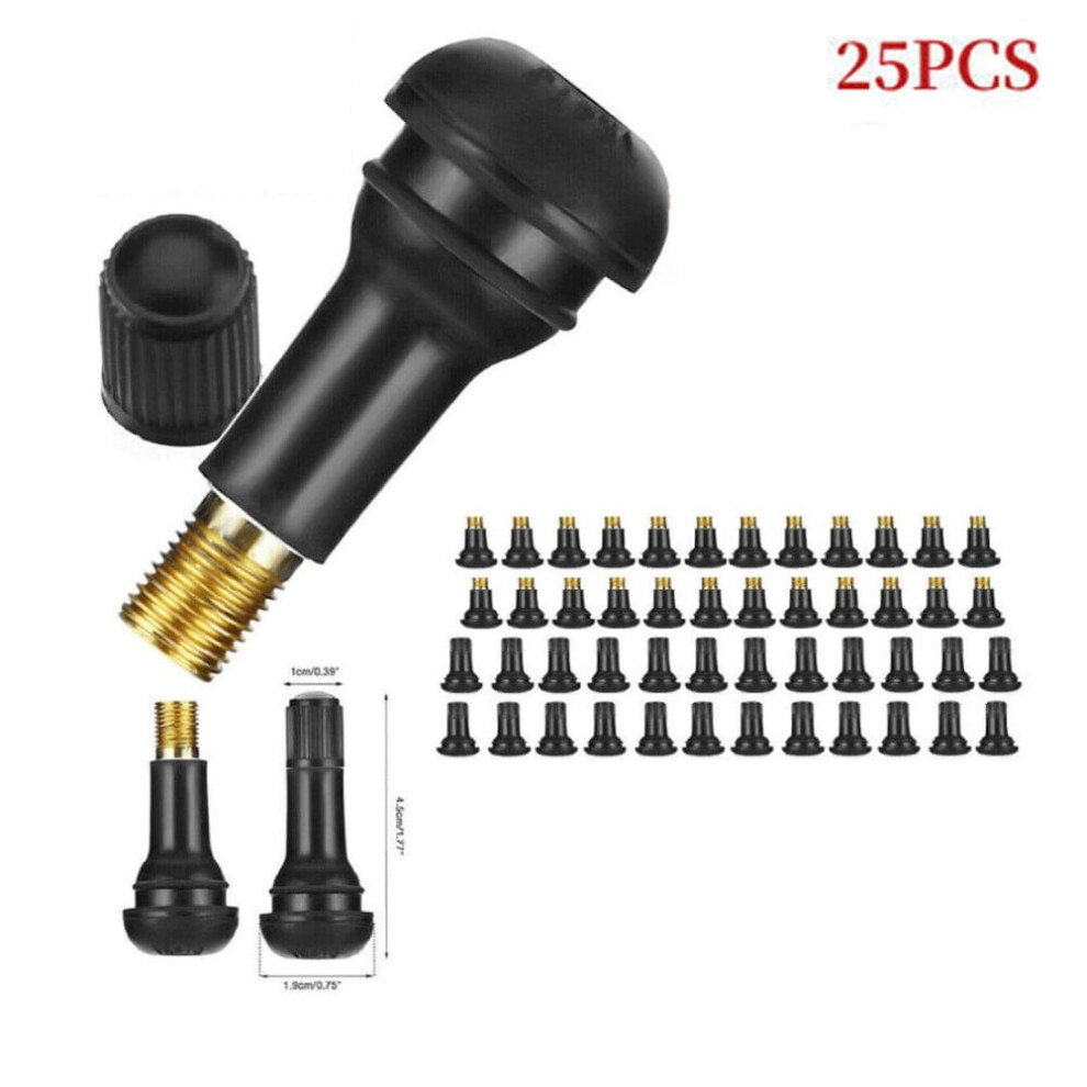 25/100Pcs Car Tire Valve Stems Tr 413 Snap-In Car Auto Short Rubber Tubeless Tyre Rubber+Alloy Car Tire Valve Stems 25Pcs Black 9130661136938