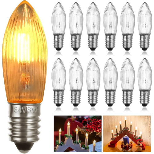 Candle Light Bulbs Warm White 2700K E10 3W 12 Pack