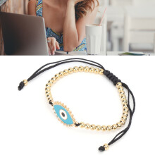 Bohemian Türkischer Augen Beaded Armband mit goldenen Perlen für Männer Frauen Kinder Blau