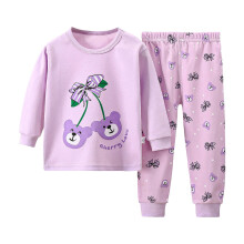 Cotton Pajama Set for Toddlers Purple 3-4 Years