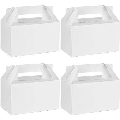 White Gable Gift Boxes with Handles 12 Pack