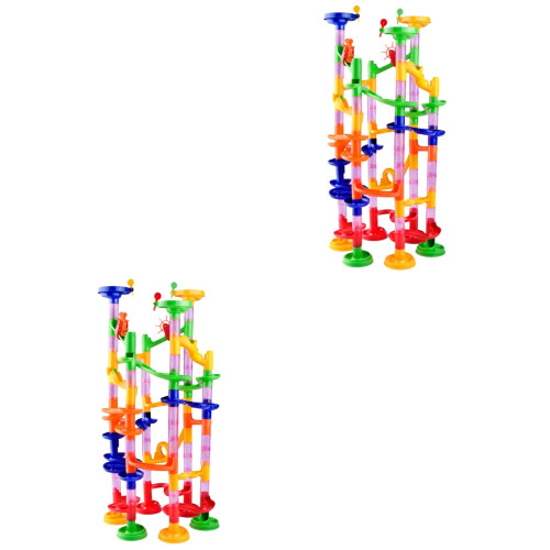 2Ensembles Blocs DIY Piste De Billes Couleurs Assorties 2