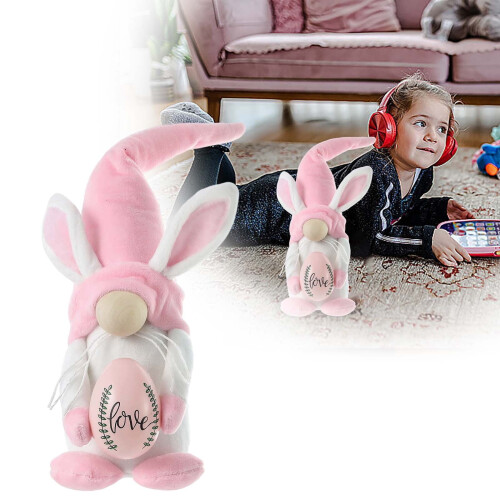 Easter Bunny Doll 3D Stuffed Rabbit Holding Egg 12 inch 1