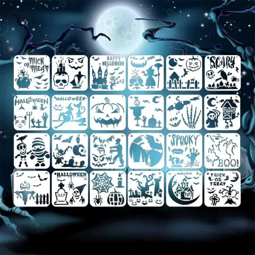 Halloween Stencils Reusable 6x6 Inch 24 PCS 1
