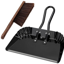 12" Dust Pan & Brush Set, Outdoor Patio Sweeping, Stainless Steel, Heavy Duty, Compatible with Small Item Cleaning