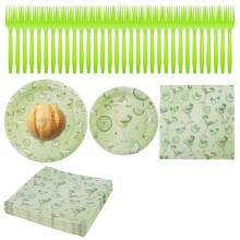 136-Pcs Martini Party Tableware Set (Plates, Napkins, Forks) – Green, Compatible with Martini Parties, Serves 32