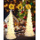 2 White Resin Tabletop Christmas Trees with Lights, 8.3 in 3