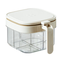 1 Transparent 4-Compartment Spice Box, Household Kitchen Spice Jar, Spice Container, Salt Shaker, Kitchen Cooking Utensil.,White,One Size