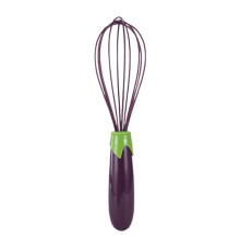 Batidor de silicona resistente al calor, antiadherente, mango ergonómico, color morado – Ideal para hornear, espumar y mezclar.