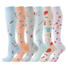 Compression Socks for Women Circulation Knee High 6 Pairs for Nurses, Running, Travel, Athletic，Style 13
