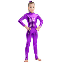Slim Tunic Bodycon Overalls for Kids 10-12Y, Long Sleeve Sequin Dance Costume, Cosplay Coverall – Compatible with Child Shape Wear