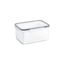 Transparante plastic voedselbewaarbox met uitneembaar vergiet, draagbare, ademende bak voor in de koelkast – geschikt voor standaard koelkasten