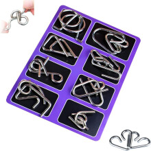 Metal Montessori Puzzles, 8Pcs 3D Wire Brain Teasers for Adults – Physics Ring Set, IQ Logic Games, Fidget Toys, Party Game