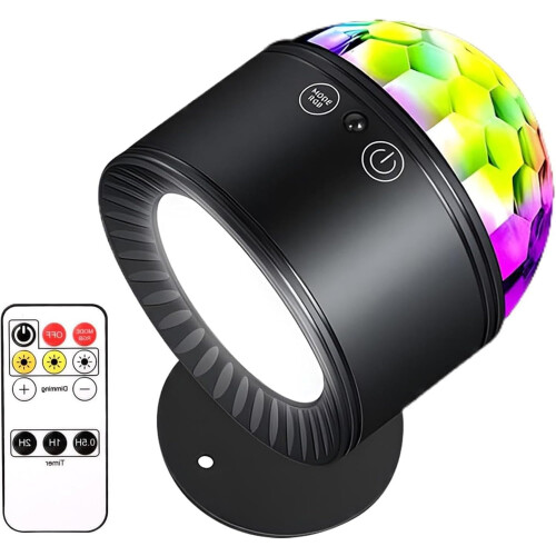 Disco Wall Light LED Sconce Cordless with Remote 3 Colors