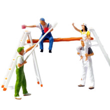 Hand Painted 1:87 Figure Painter Tiny People Painting Scene for Train Railways Table Building Layout Diorama Scenery HO, with Ladder Rack
