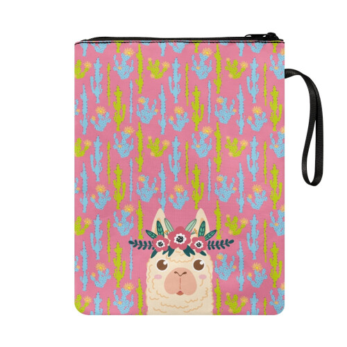 Polyester Bible cover retro alpaca cactus pink pattern 1