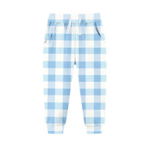 Royal Blue Fuzzy Trousers for Kids – Warm Winter Casual Pants, Compatible with Boys & Girls, Ruched Plaid Sweatpants