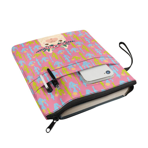 Polyester Bible cover retro alpaca cactus pink pattern 2