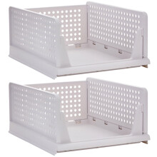 Lot de 2 étagères de rangement empilables en plastique, style tiroir à vêtements