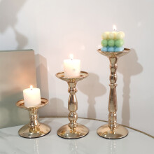 Bougeoirs en métal doré, style rétro colonne romaine, bougeoirs à 3 niveaux, pièces maîtresses luxueuses pour la décoration de mariage, dîner