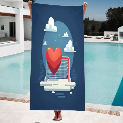 Red Heart Goalpost Beach Towel Microfiber 140x70cm 1