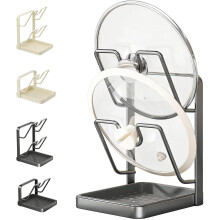 Leutsin Countertop Pot Lid Holder with Spoon Rest Gray