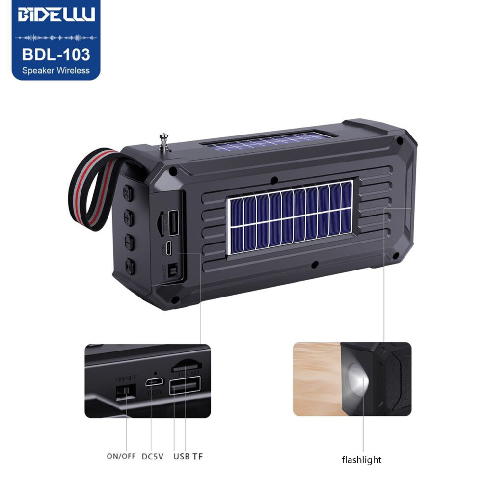 Solar Bluetooth Speaker Portable Outdoor Bluetooth Speaker With Multifunctional Outdoor Flashlight Stereo Sound With Home Wireless Speaker 9087558627195
