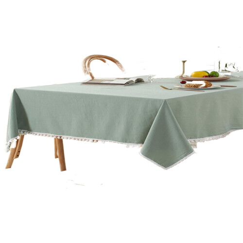 Rectangle Tablecloth with Pompom Tassel Washable Fabric