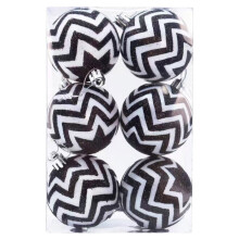 Hand-painted Black & White Christmas Balls Set, 6cm PVC Boxed Ornaments for Xmas Tree & Window Decor