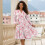 Kirschblüten-Midikleid für Damen, kleines Patchwork-Kleid, lang 4