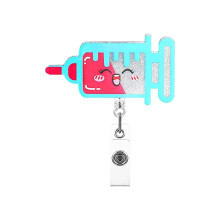 Acrylic Heart Mask Syringe Medical Retractable ID Badge Holder Medical Badge Reel with Rotating Alligator Clip for Healthcare ID Badge