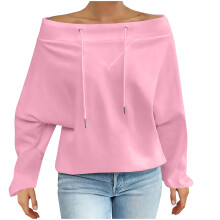 Dames sweatshirt met blote schouders, lange mouwen, casual trui, basic, trendy Y2K herfstkleding