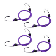 4 stuks mini-elastisch koord met haken, geschikt voor buitengebruik, voor zeilen, vrachtwagens en boten, paars, 5 cm