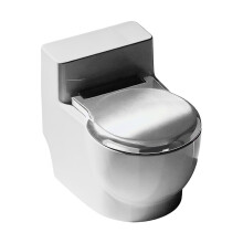 Funny Toilet-Shaped Cat Water Dispenser, Anti-Spill, Detachable, Stainless Steel with Lid, Compatible with Cats & Small/Medium Dogs, Silver