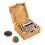 Kit de costura de madeira com caixa de madeira, linha, tesoura e agulhas. 4