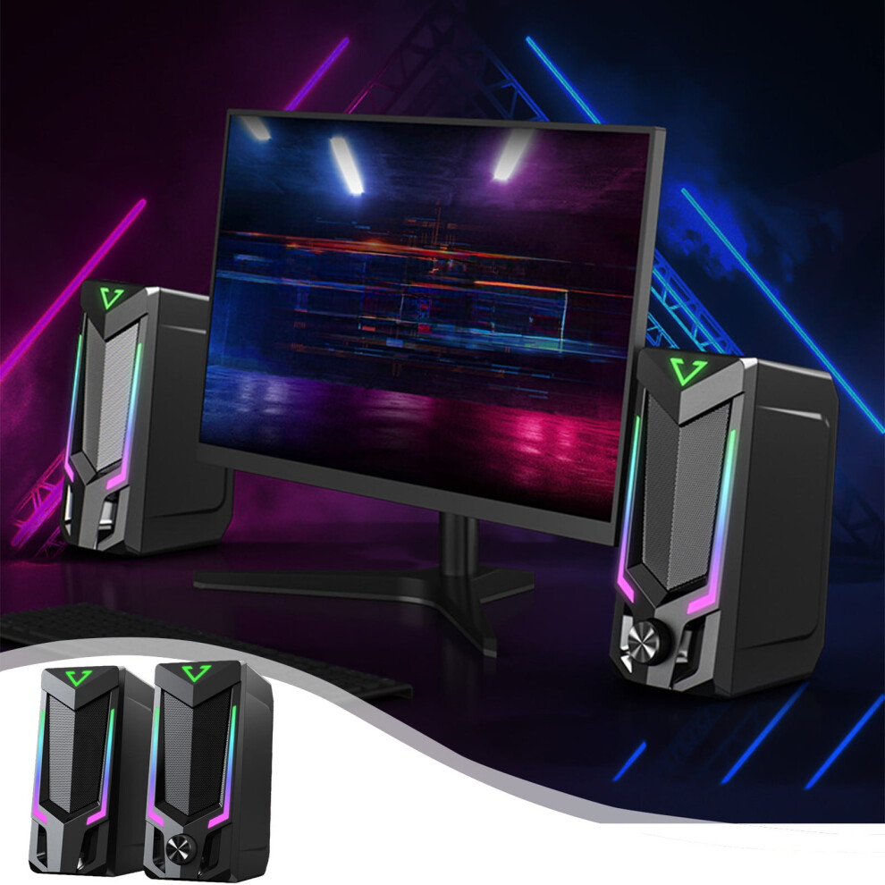 Wired Rgb Pc Speakers, 3.5Mm Stereo, Plug-And-Play, 3W Audio, Custom Lighting, Usb-Powered, No Delay Â Compatible With Windows/Macos 9152228751637