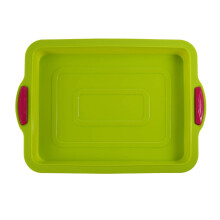 Clearance Silicone Square Cake Pan, Non-Stick, Thick Handle, High-Heat Bakeware (9x13in), Green – Compatible with Oven