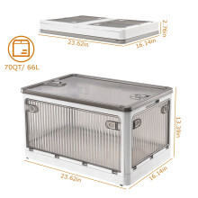 Collapsible Storage Bin PP 70QT with Lid and 4 Wheels