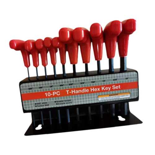 10Pcs Generic T Handle Allen Wrench Set Hexagon Spanner Set Inch 1