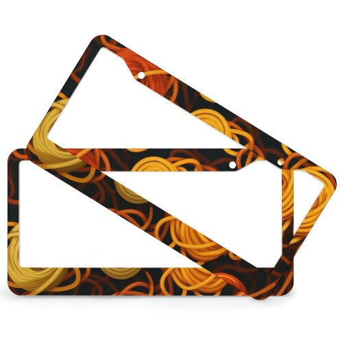 Spaghetti Food License Plate Frame Aluminum 2 PCS 1