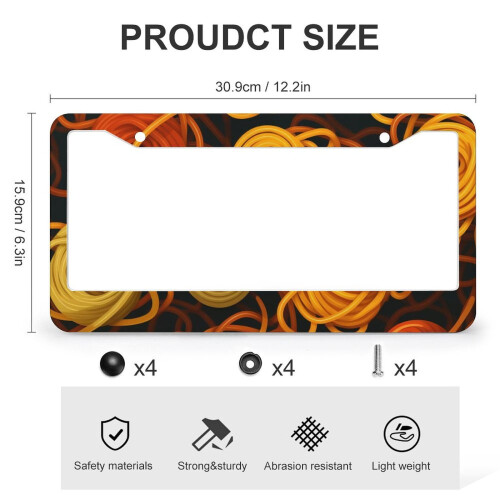 Spaghetti Food License Plate Frame Aluminum 2 PCS 2