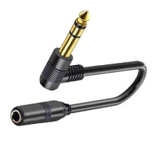 Cabo de extensão de 1/4 de polegada, adaptadores estéreo TRS macho para fêmea de 6,35 mm (1/4"), cabo de extensão em ângulo reto para fones de