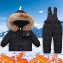 SYMOID Girls' Winter 2-Piece Set: Nylon Hooded Jacket + Padded Overalls, Windproof Warm, 1-6Y, Black,Size 3 T