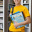 Book Protector with Waterproof Polyester Fabric, 11.42x8.66", for Classroom Library & Book Organizer Pocket 6
