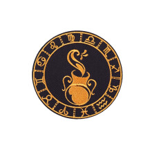 Constellation Embroidered Iron-On Patch Black Gold 1 PCS