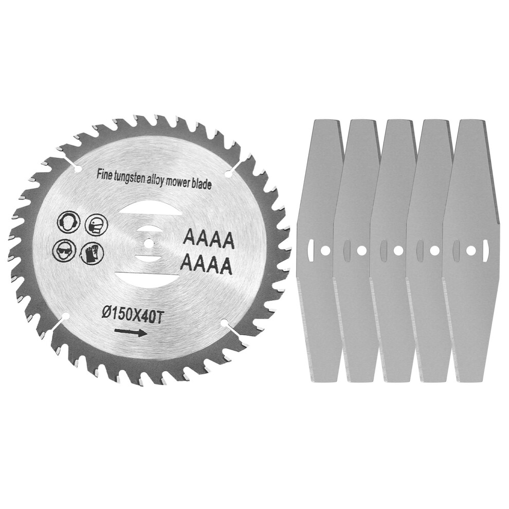 5Pcs High-Carbon Steel Weed Cutter Attachments + 6In Circular Saw Blade, Compatible With Weed Trimmers 9152228752214