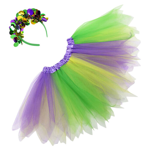 3Ensembles Costume Mardi Gras Tutu Jupe Colorée Accessoires 1