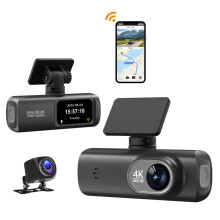 4K Dual Dash Cam with Night Vision, WiFi, Parking Mode, G-Sensor – 140 Wide Angle, Motion Detection, App Control – Compatible with Cars, Trucks,